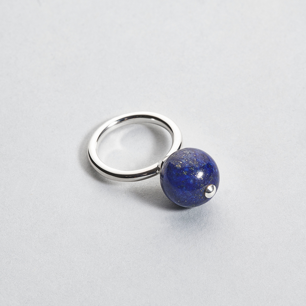 ring solid silver 925 pearl fine stone lapis lazuli
