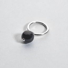 silver ring 925 bead fine stone onyx